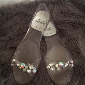 Stuart Weitzman clear jeweled sandal